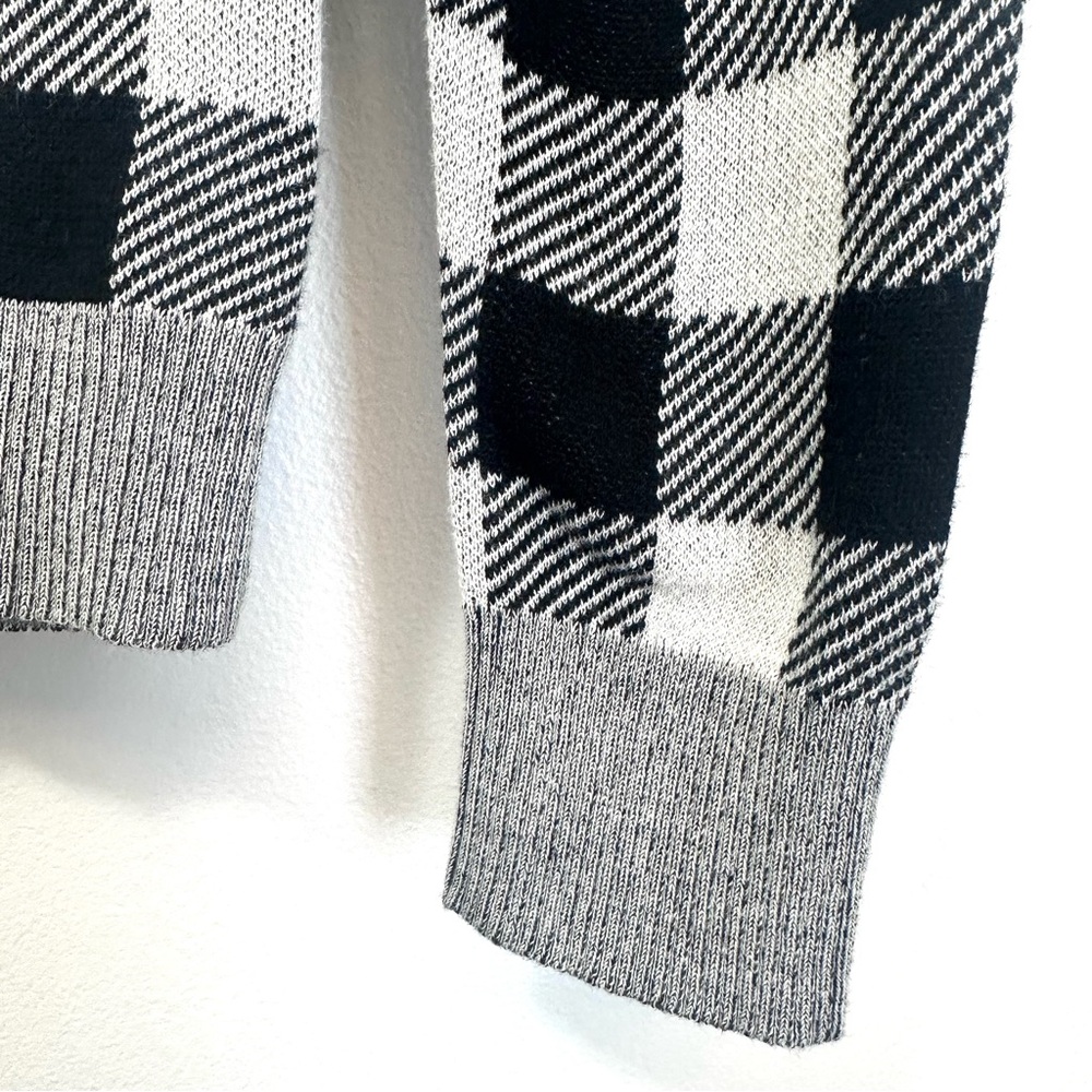 Express Sweater Medium Black White Checkered Crewneck Pullover 100% Cotton NWT - Picture 8 of 15